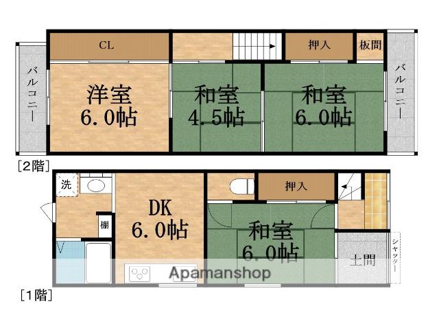 野江３丁目　貸家(4DK)の間取り写真