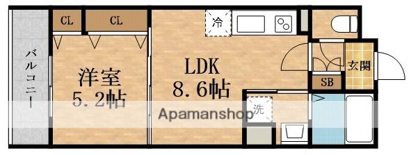 ピレーネ焼野(1LDK/3階)の間取り写真