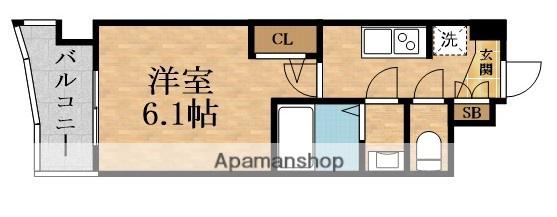 ALIVIS放出(1K/9階)の間取り写真