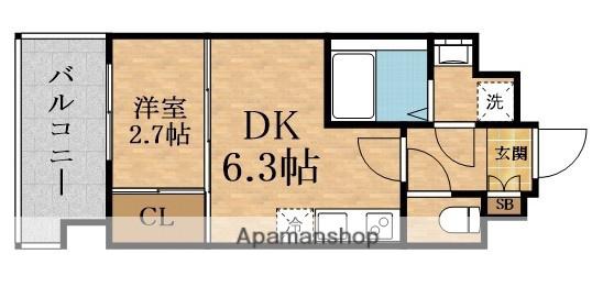 アリヴィス放出(1DK/10階)の間取り写真