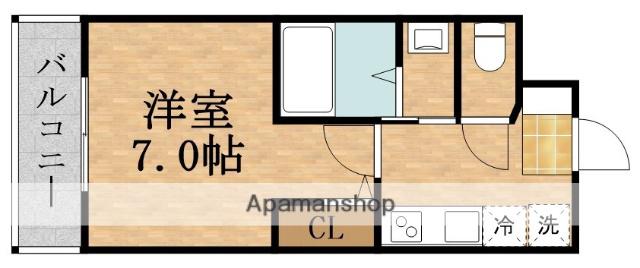 AILE放出(1K/1階)の間取り写真