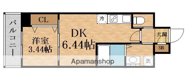 クローバー・グランデ今里(1DK/2階)の間取り写真