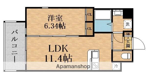 プレジオ城東(1LDK/3階)の間取り写真