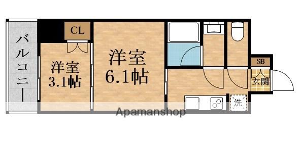 ウエリスアーバン守口(2K/4階)の間取り写真