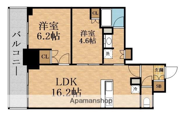 ジオタワー大阪十三(2LDK/21階)の間取り写真