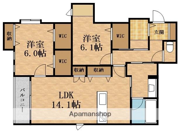 内代レジデンスサウス(2LDK/3階)の間取り写真