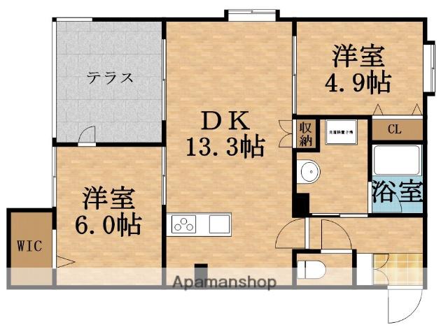 内代レジデンスノース(2LDK/1階)の間取り写真