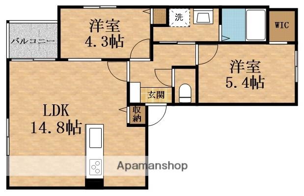 PISTA豊里(2LDK/1階)の間取り写真