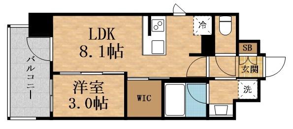 レオンヴァリエ長堀通(1LDK/11階)の間取り写真