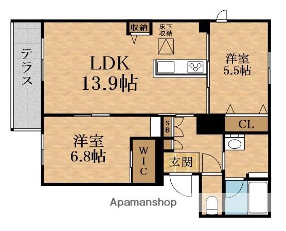シャーメゾン ウィステリアカーサ(2LDK/1階)の間取り写真