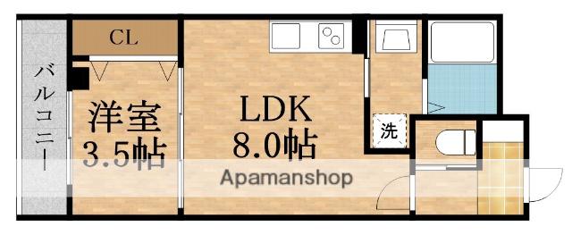 レジデンスコート森ノ宮(1LDK/2階)の間取り写真