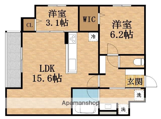 トリシア緑橋(2LDK/2階)の間取り写真