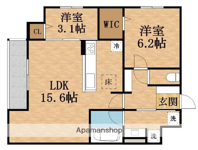 トリシア緑橋(2LDK/1階)の間取り写真