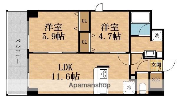 RESIDENCIA都島アイラ(2LDK/5階)の間取り写真