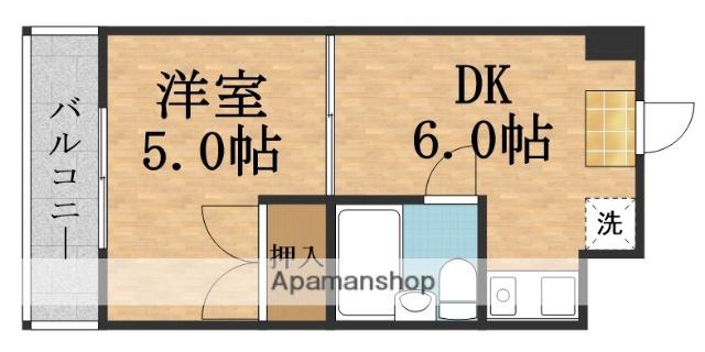 旭ハウス(1DK/3階)の間取り写真