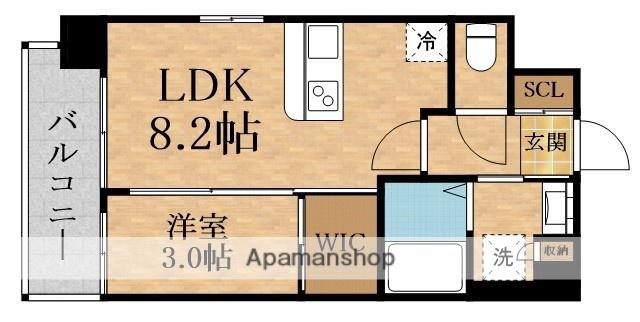 ラグゼシンオオサカ6(1LDK/9階)の間取り写真