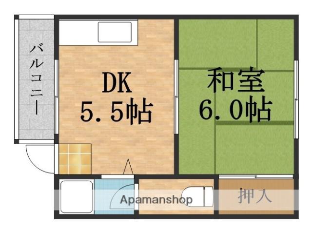 第一都マンション(1DK/2階)の間取り写真