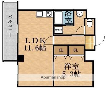 AVERE早苗(1LDK/1階)の間取り写真