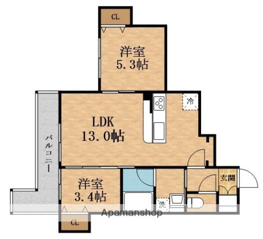 レグリア今里 ノース(2LDK/1階)の間取り写真