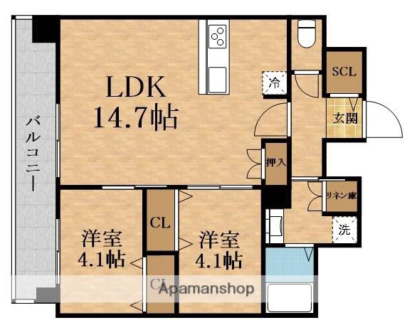 PRELIS鶴見緑地GRAN GARDERIA(2LDK/11階)の間取り写真