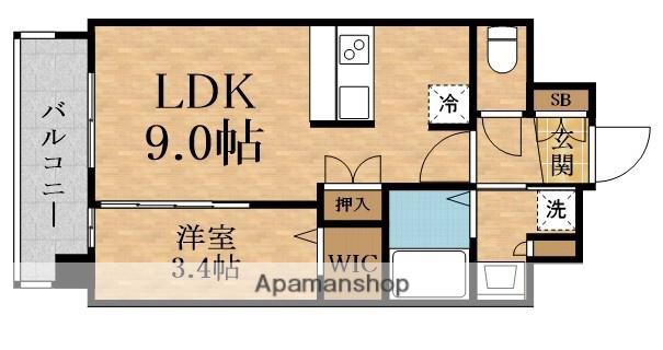 PRELIS鶴見緑地GRAN GARDERIA(1LDK/9階)の間取り写真