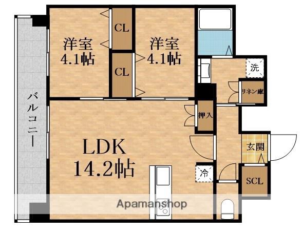 PRELIS鶴見緑地GRAN GARDERIA(2LDK/14階)の間取り写真