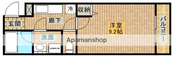 ピュール奥本(1K/2階)の間取り写真