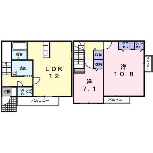 カルムメゾン(2LDK/1階)の間取り写真