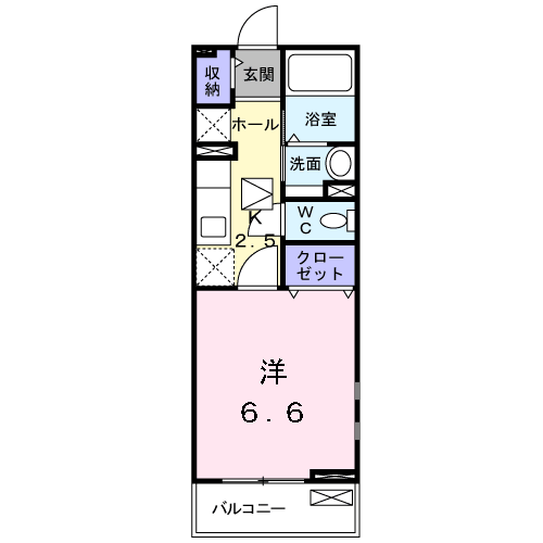 シャロルⅡ(1K/1階)の間取り写真