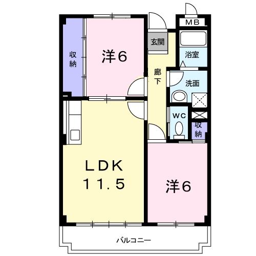 アーバンヒルズ(2LDK/1階)の間取り写真