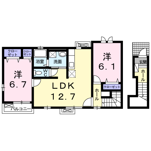 フィオーレ・RⅡ(2LDK/2階)の間取り写真