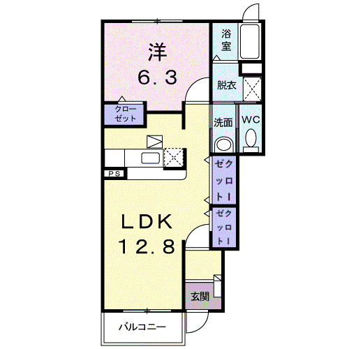 サンリットスクエア(1LDK/1階)の間取り写真