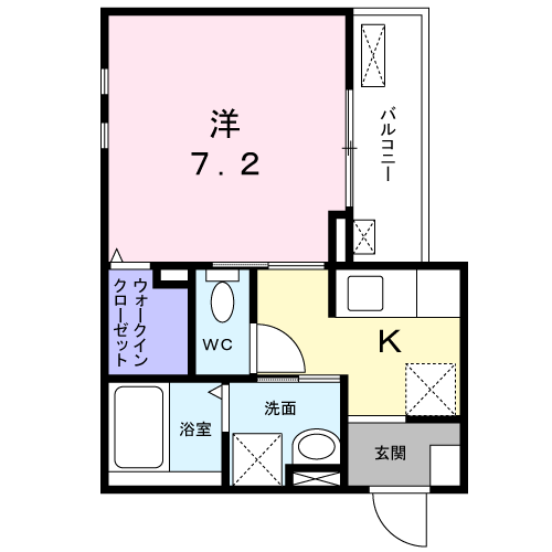 スリールⅡ(1K/2階)の間取り写真