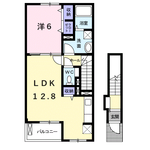 ラ フェスタ(1LDK/2階)の間取り写真