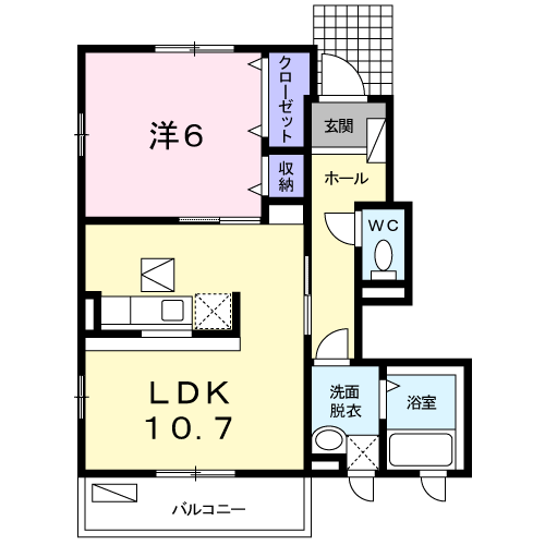 ソッジョルノ(1LDK/1階)の間取り写真
