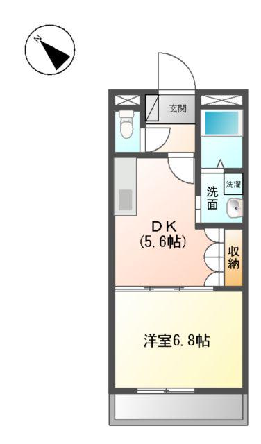 グランディールY・M-Ⅱ(1DK/2階)の間取り写真