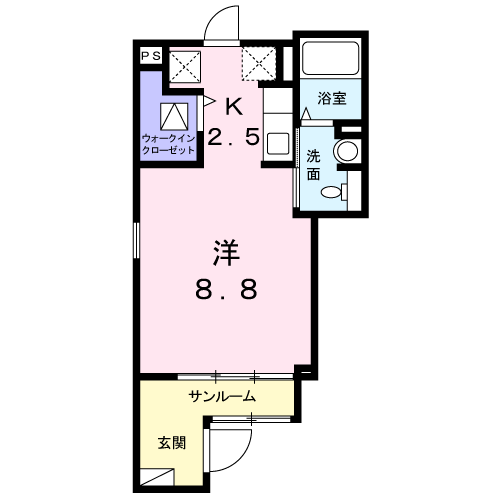 カンフリエ2(1K/1階)の間取り写真