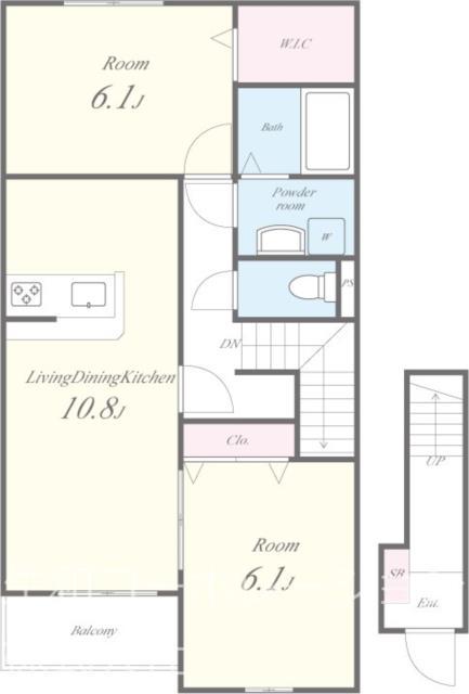ティラミス河原(2LDK/2階)の間取り写真