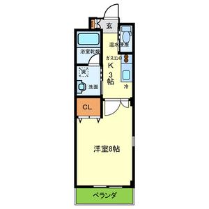 グランディール北勘(1K/5階)の間取り写真