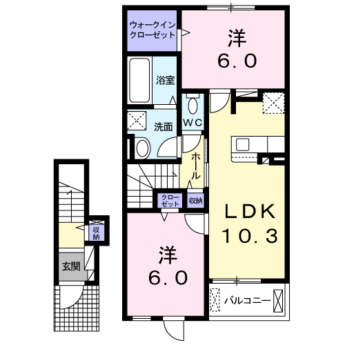 リヘイマナ(2LDK/2階)の間取り写真