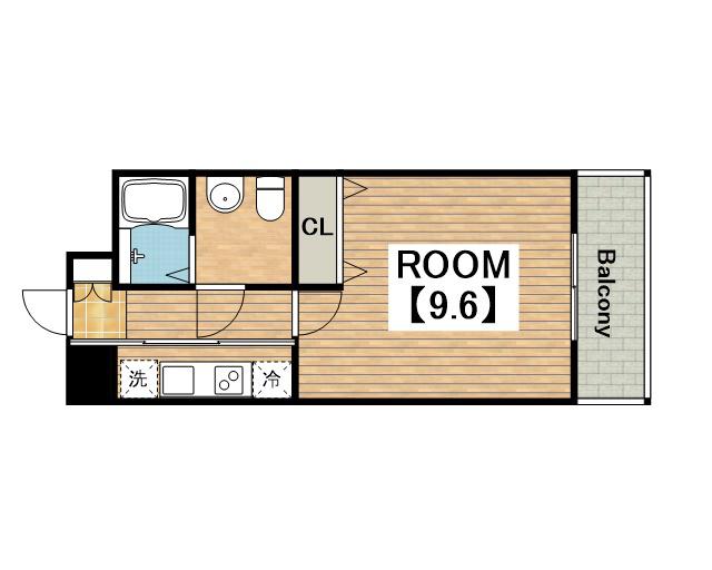 クリアグラン(1K/4階)の間取り写真