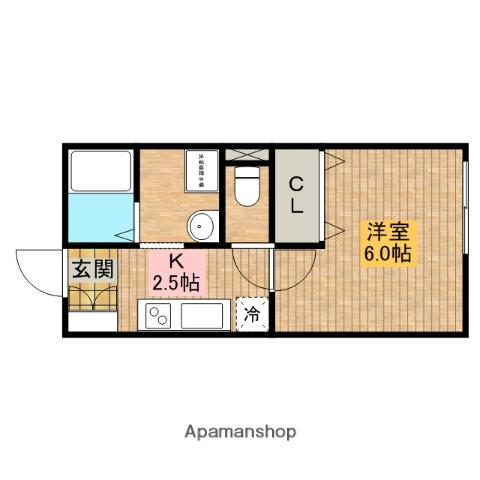 ルミエール中向陽(1K/1階)の間取り写真