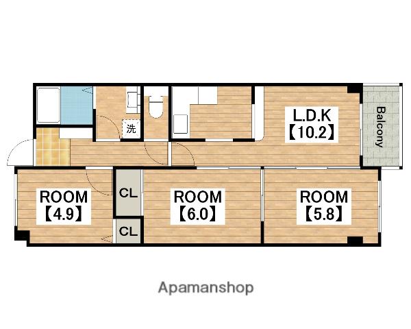 グレース中百舌鳥トキワ(3LDK/4階)の間取り写真