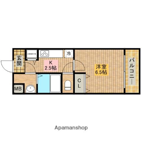 シャルマンフジもずイースト(1K/2階)の間取り写真