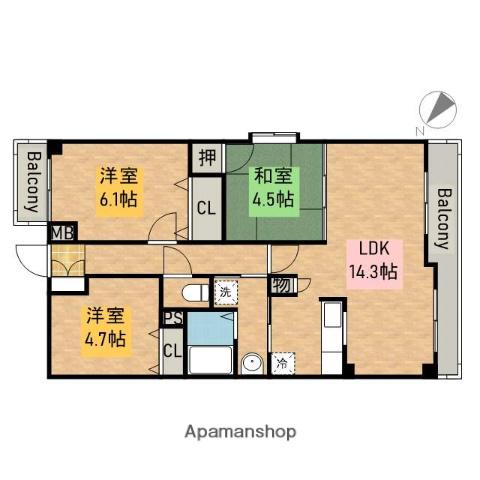 ティーズガーデン(3LDK/1階)の間取り写真
