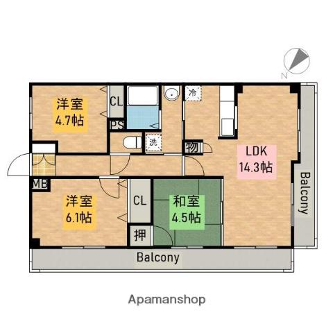 ティーズガーデン(3LDK/1階)の間取り写真