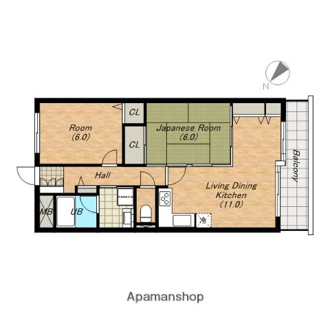 ティーズガーデン(2LDK/3階)の間取り写真