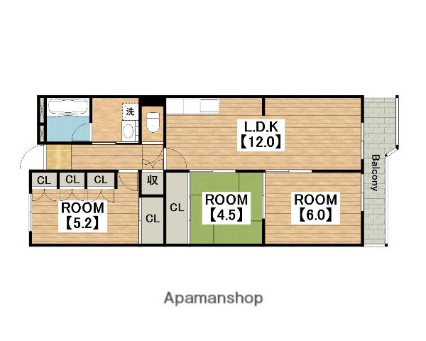 サニーハイツ堺(3LDK/5階)の間取り写真