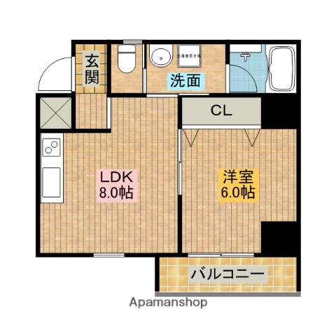 住吉橋ポルト(1LDK/3階)の間取り写真