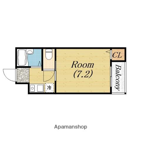 ミドゥスジ堺Ⅰ(1K/2階)の間取り写真